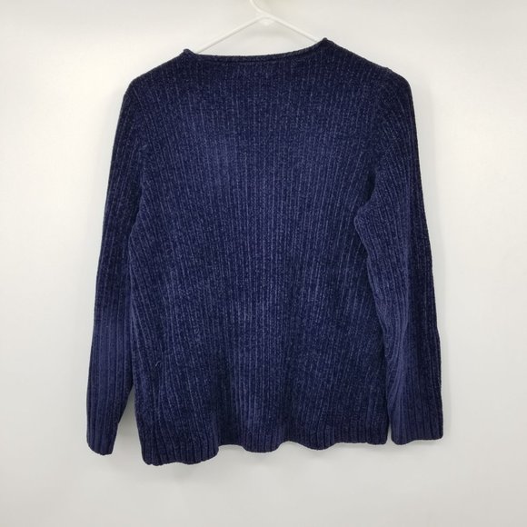 Lands' End Blue Ribbed Long Sleeved Pullover Sweater Size Small - Picture 2 of 9